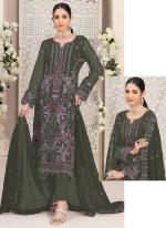 Faux Georgette Olive Green Festival Wear Embroidery Work Pakistani Suit